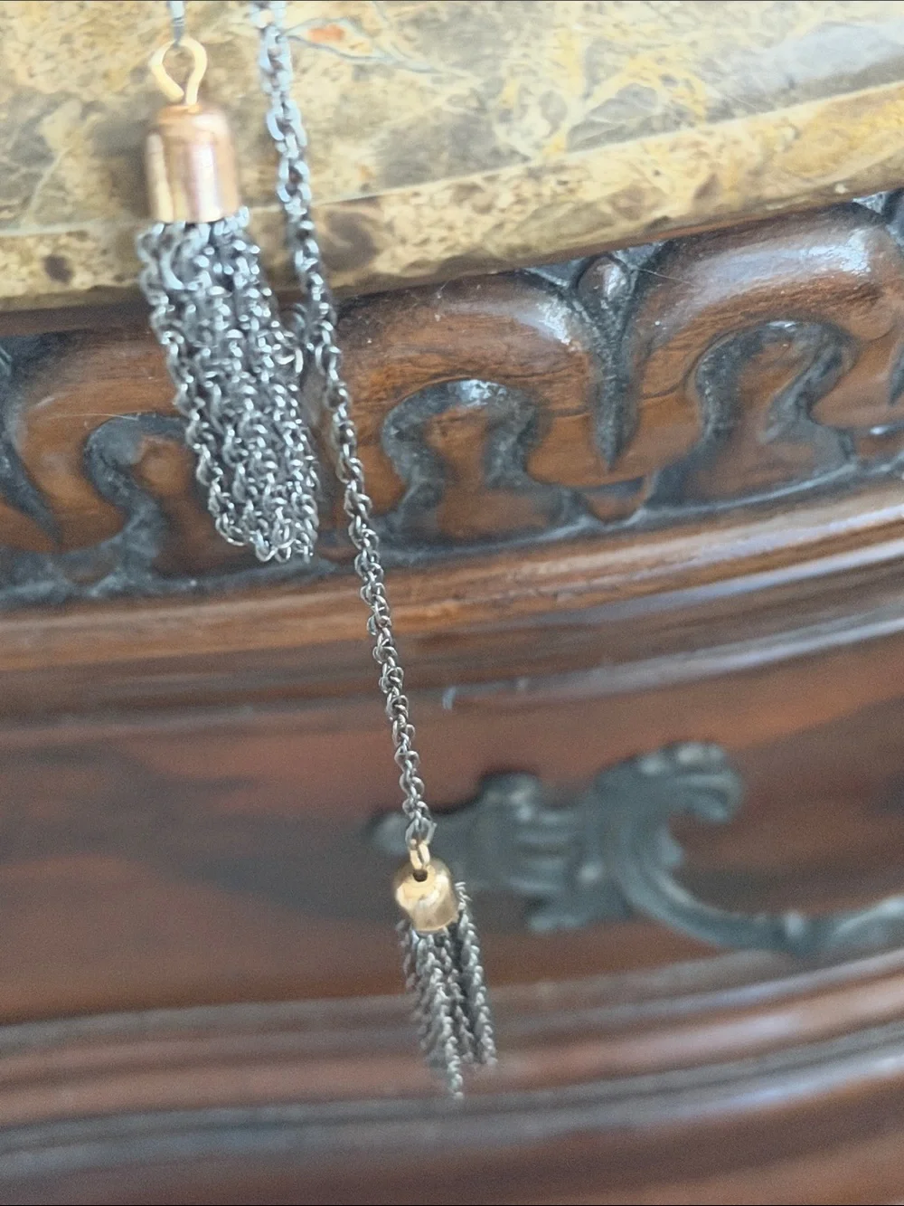 Delicate  necklace by Express Silver-Tone Layered tassels black crystal chain